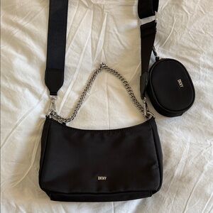 DKNY Black Crossbody Bag with Chain Detail